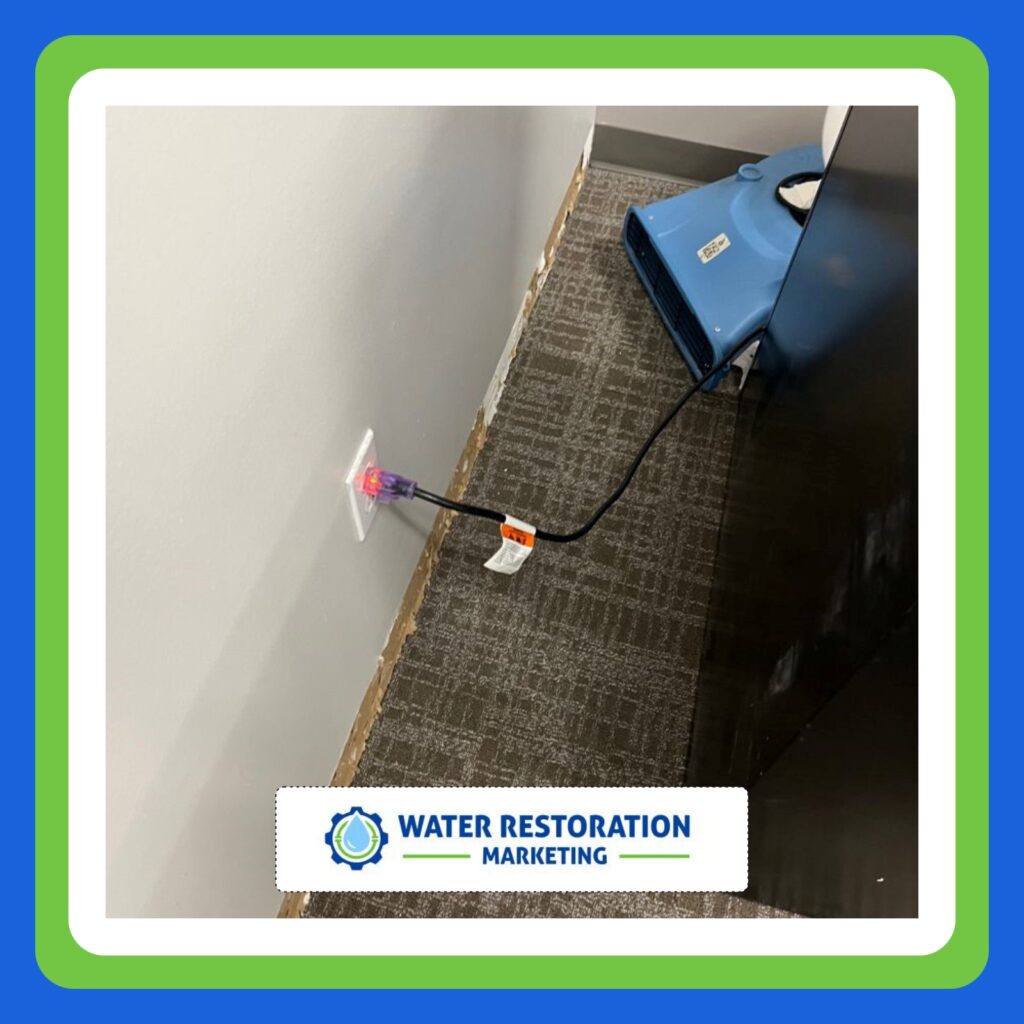 Water restoration equipment near wall outlet