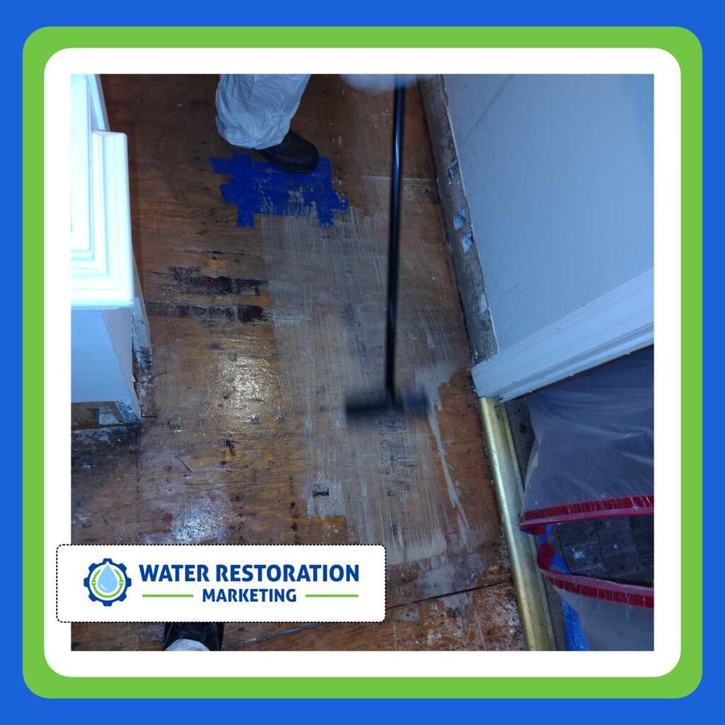 Cleaning water-damaged wooden floor
