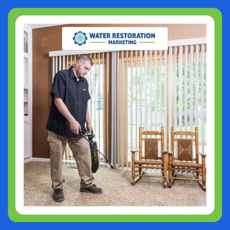 Man cleaning carpet in bright room