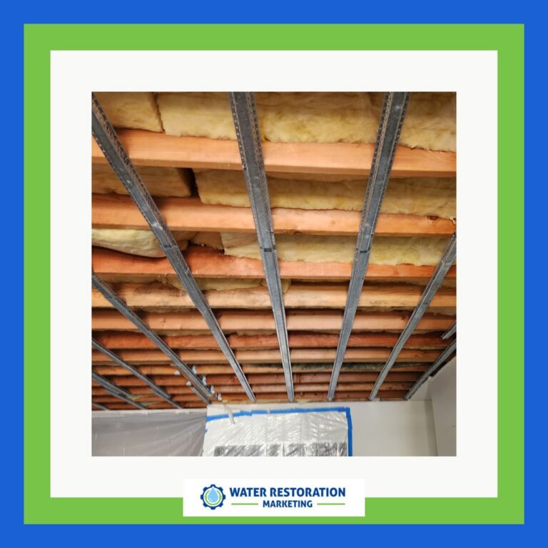 Exposed ceiling with insulation visible.