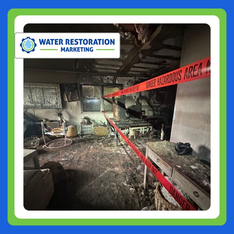 Burned room with caution tape