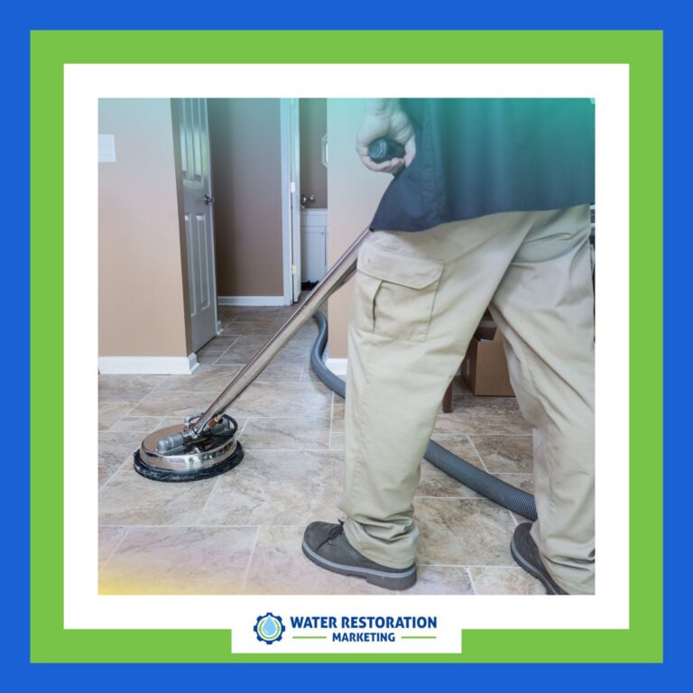 Person cleaning floor with equipment