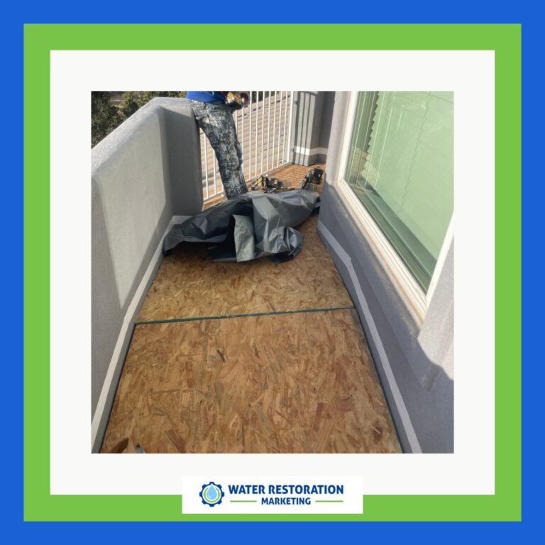 Person covering floor with tarp