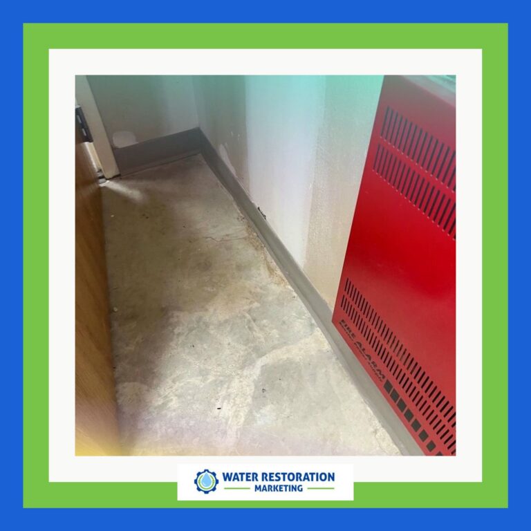 Floor with water damage and heater