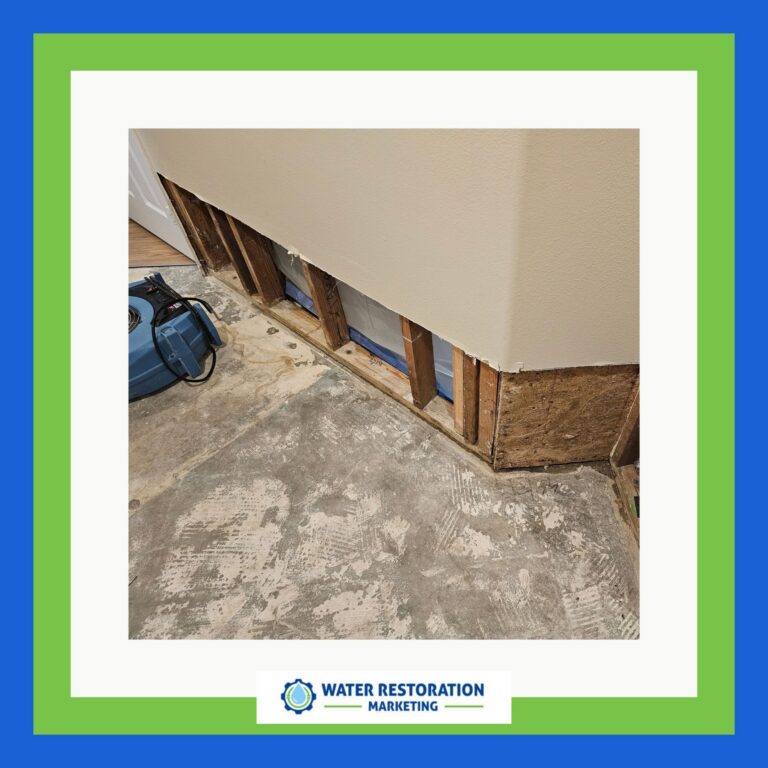 Damaged wall section after water exposure