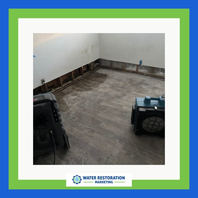 Water damage restoration equipment in room