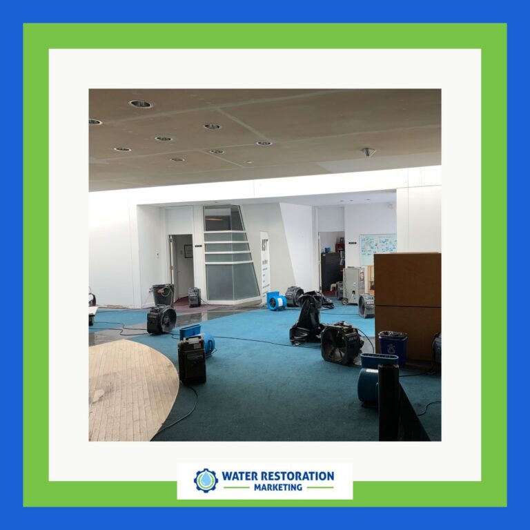 Water restoration equipment in empty room