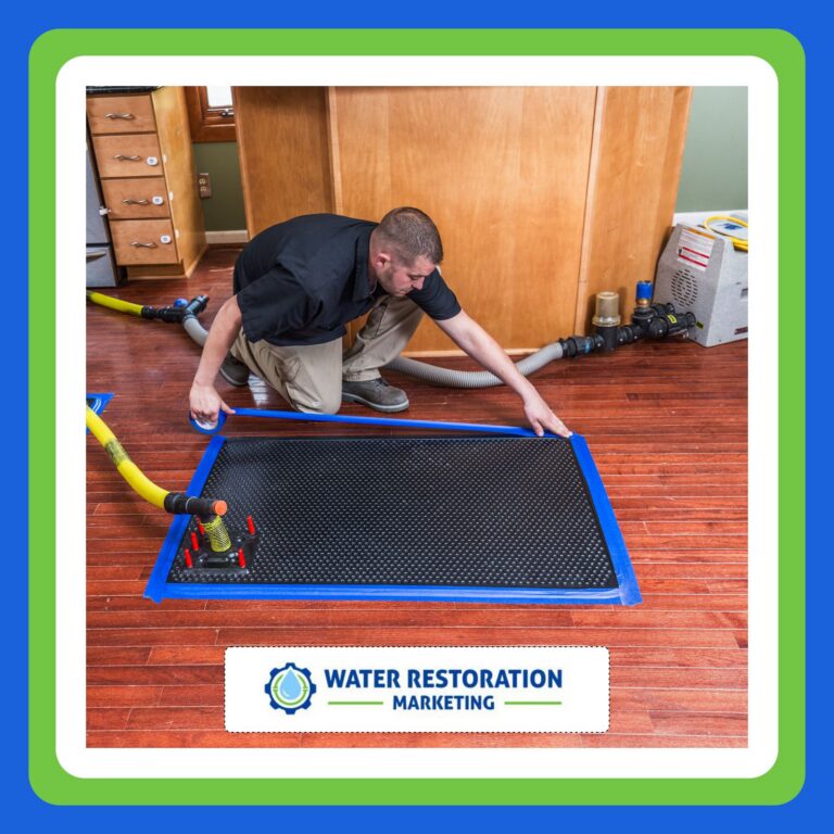 Man working on water restoration equipment