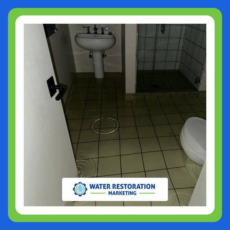 Flooded bathroom with standing water