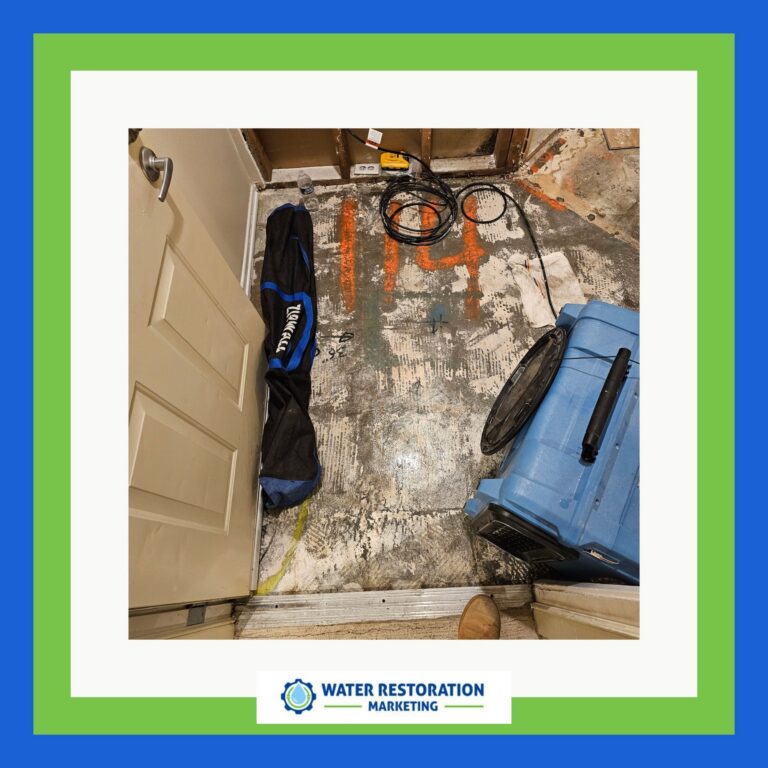 Water damage restoration equipment in room