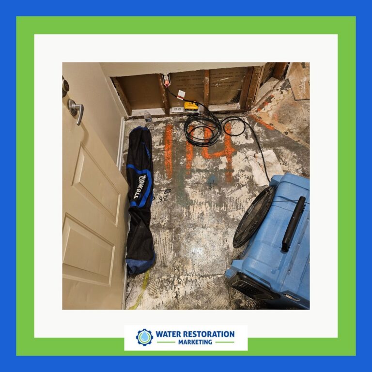 Water damage restoration equipment in room