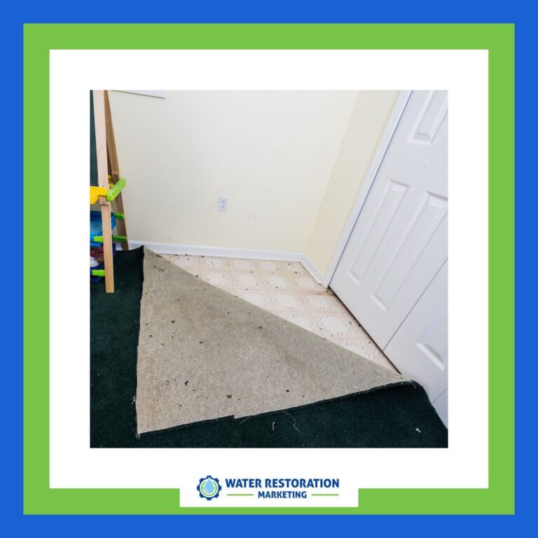Peeling carpet revealing floor underneath