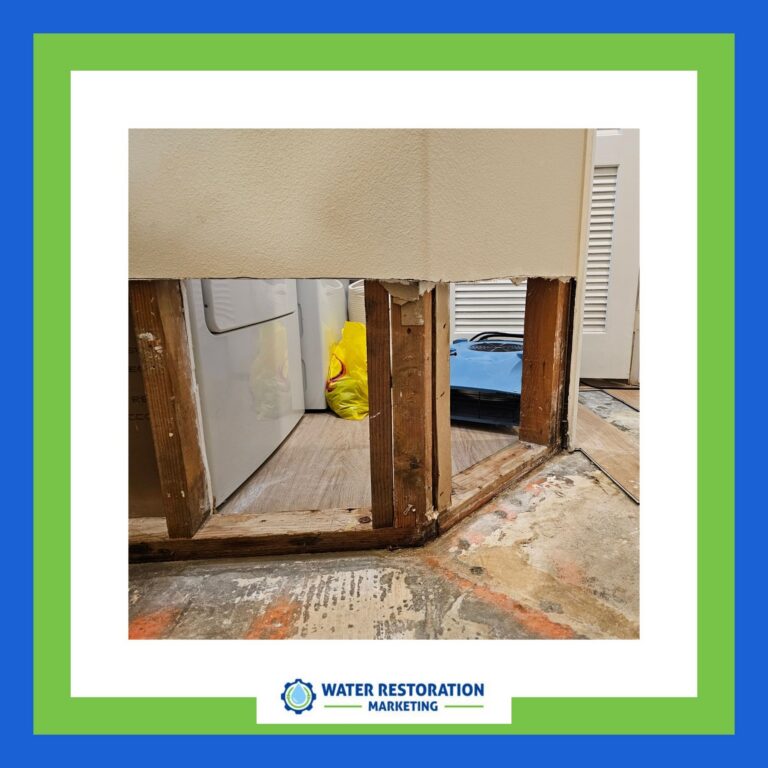 Damaged wall and flooring from water