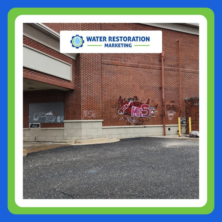 Graffiti on brick wall outside building