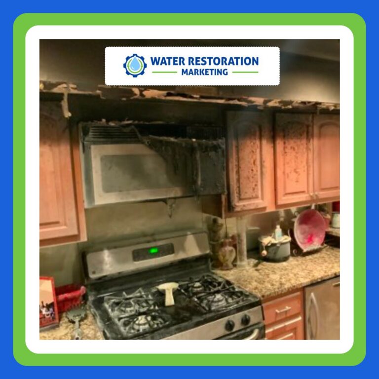 Kitchen with fire damage and smoke