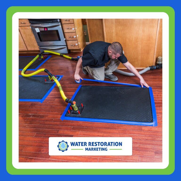 Man restoring water-damaged wooden floor