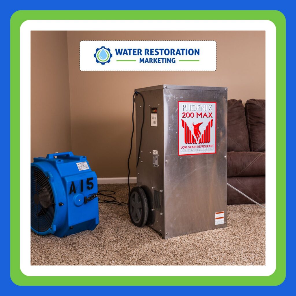Water restoration equipment in room