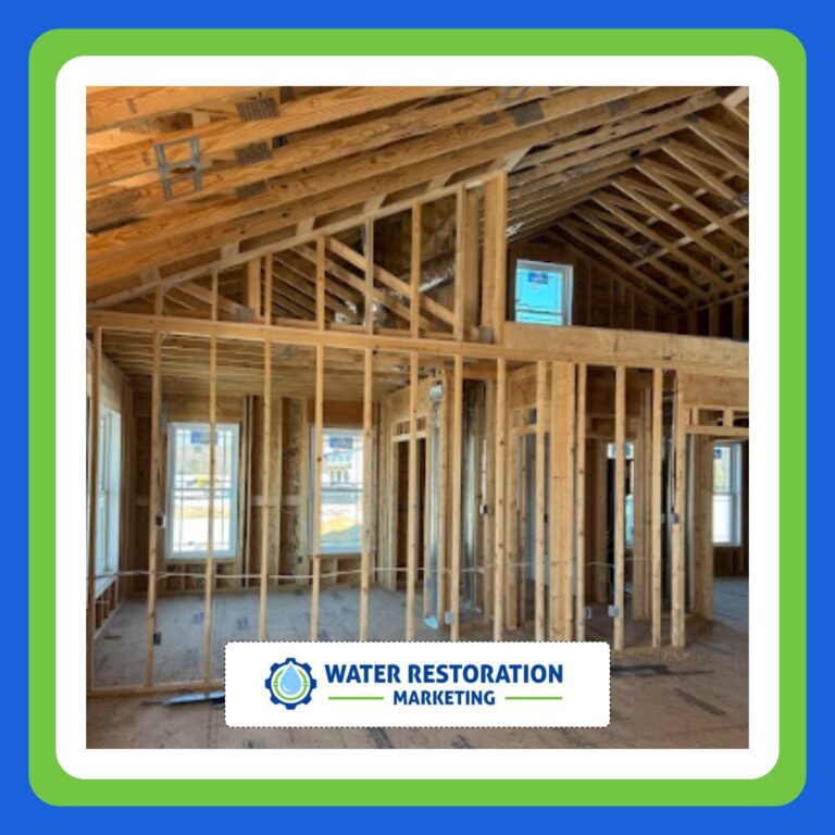 Framed interior of a restoration project