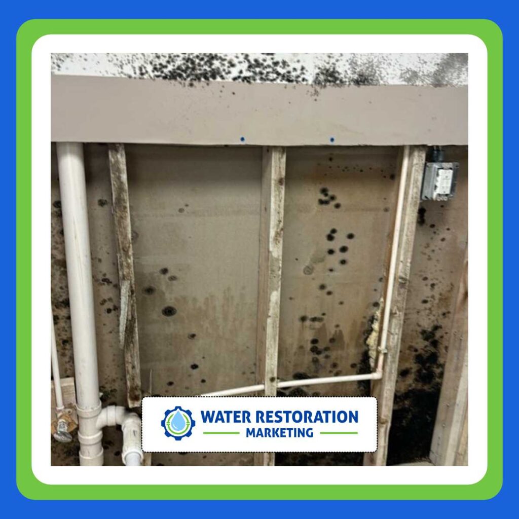 Moldy wall in need of restoration