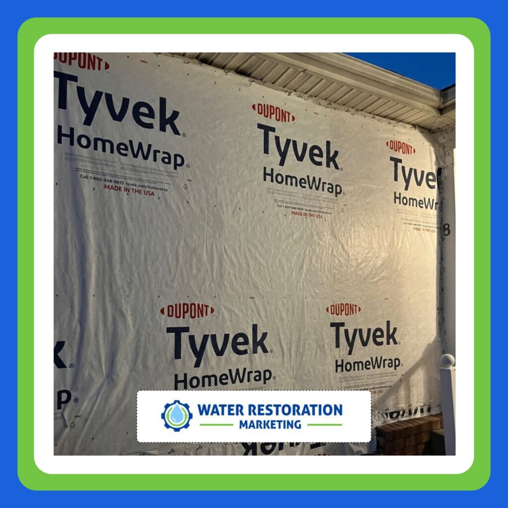 Home Wrap installation on building for reconstruction