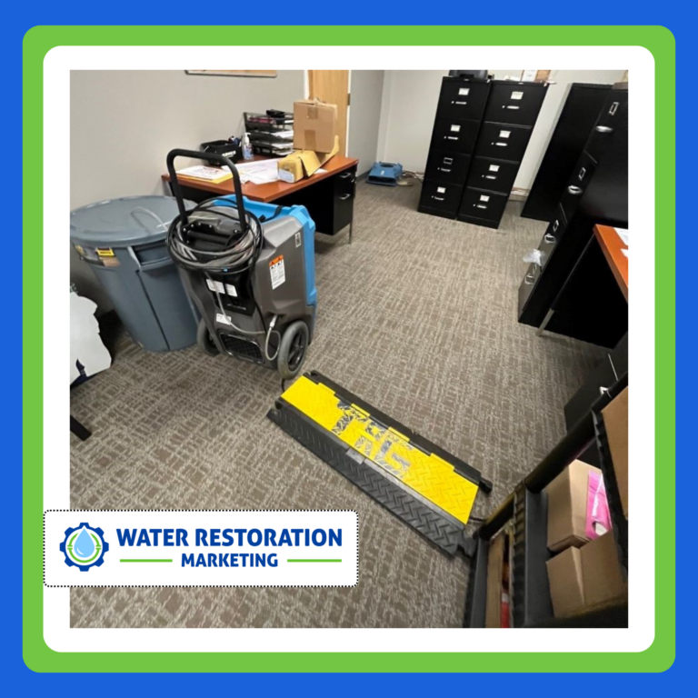 Office with restoration equipment and supplies