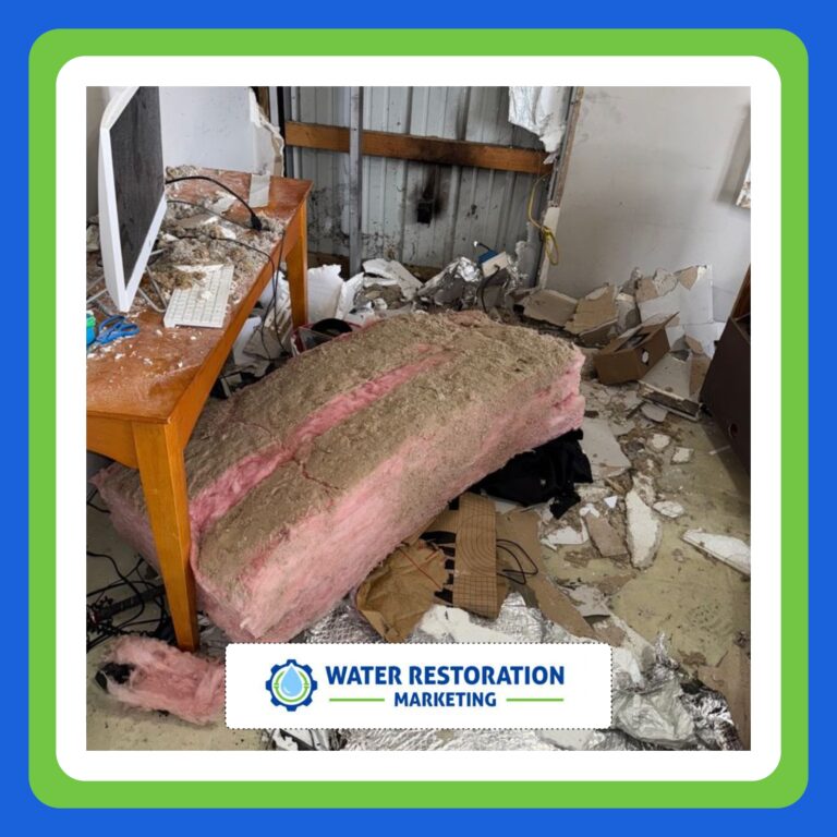 Messy room with water damage restoration