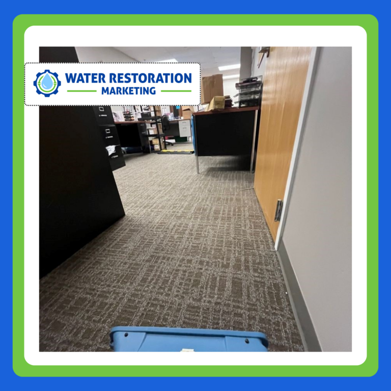 Office space with water restoration branding