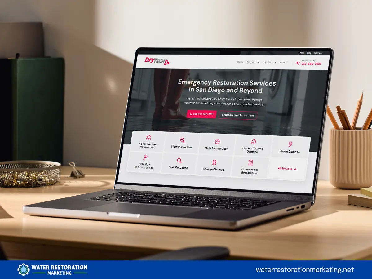 Website open on laptop screen