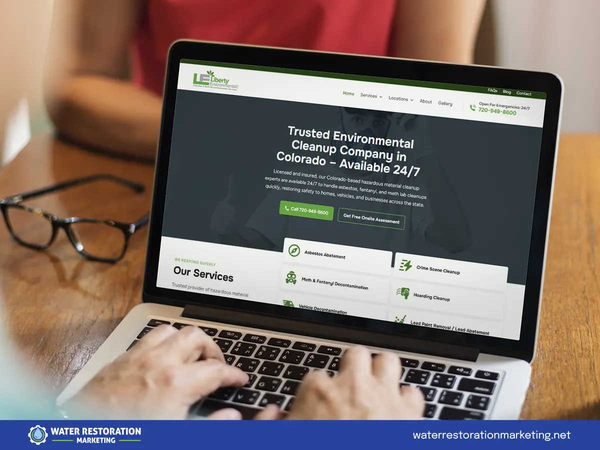 Website open on laptop screen