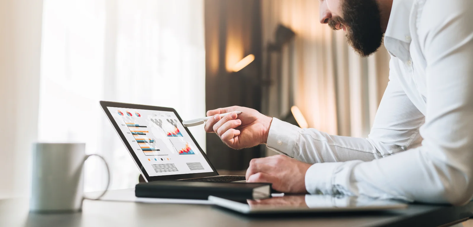 Man reviewing damage restoration Google Ads campaign results