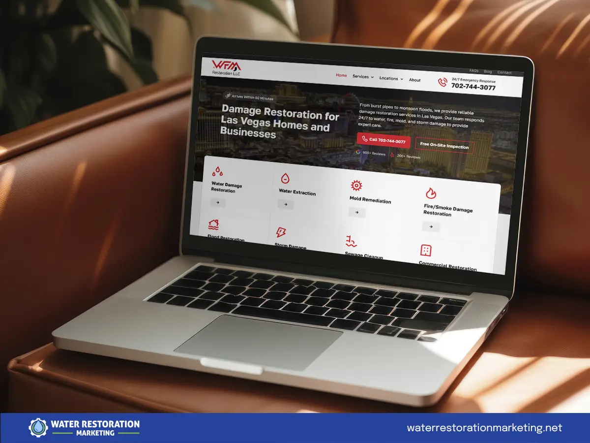 Website open on laptop screen